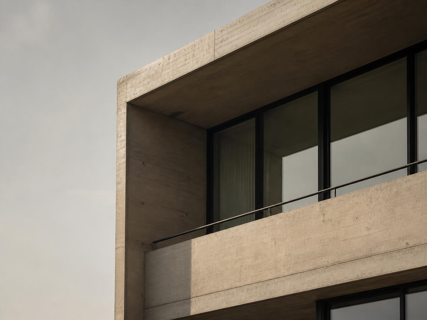 Concrete and glass building detail